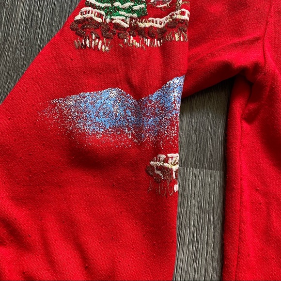 Vintage Christmas Sweater Red Large Graphic Snow - Picture 6 of 7